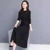 Casual Dresses Light Luxury Celebrity Dress 2023 Autumn Stor något fett mm Fashion Reducerande ålder som täcker magen Slim Temperament