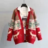 Kobiety Sweters Damskie Świąteczne jelenie sweter z uprawą SWEAT PŁATNY RED KREKTING 2023 Nowe koreańskie ubrania luźne noworoczne sweet