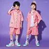 Clothing Sets Children Jazz Dance Costumes For Kids Pink Plaid Loose Suit Girls Streetwear Boys Ballroom Hip Hop Rave Clothes