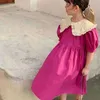 Robes de fille été rose rose petites filles robe bouffante élégante robe de princesse à manches bouffantes bébé enfants vêtements vêtements pour enfants robe de bal