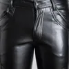 Men's Pants Mens Fashion Multizipper Pu Leather Nightclub Stage Singer Prom Faux Men Punk Rock Steampunk Trousers Male 231218