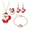 Necklace Earrings Set Christmas Sets Multi Color Enamel Santa Clause Reindeer Ring Bracelet Jewelry Gift