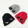 Beanies 2022 Winter Glasses Hat CP Ribbed Knit Lens Beanie Street Hip Hop Knitted Thick Fleece Warm For Women Men261W