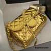 Damen-Designer-Tasche, kleine Umhängetaschen, 24-Karat-Spiegelfarbe, Goldklappe, echtes Leder, Diamantgitter-Steppung, Kalbsleder, Umhängetaschen, Handtaschen, Geldbörse