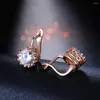 Orecchini posteriori Fibbia per orecchio a forma di corona per le donne Fascino classico Cristallo Zirconia Clip Accessori Gioielli di moda per feste di nozze USE610