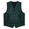 Gilet da uomo Abito da uomo in seta di lusso Gilet Cravatta Set Verde Bianco Blu Rosso Paisley Festa di nozze Sposo Gilet Smoking Giacca senza maniche