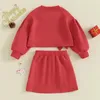 Kledingsets Mode Kinderen Baby Rokken Pak Lange Pofmouwen Zijboog Sweatshirt Split Rok Set Bovenkleding