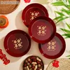 Plates Plastic Spring Festival Snack Plate Durable Anti-fall Round Flower Shaped Table Serving Tray Red Storage Gift