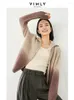 Kvinnors stickor Vimly Gradient Sticked Cardigan 2023 Winter Lapel dragkedja Långärmad tröja Coat Casual Loose High Strecth Woman Clothing