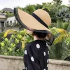 Szerokie brzegi czapki Summer Straw Big Sun for Women UV Protection Panama Foppy Beach Lace Hat Chapeau199q