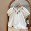 プルオーバー幼児のファッションガールの服セット半袖ブラウスシャツとショートパンツの服セット夏の子供服l231215