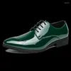 Классические туфли, мужские оксфорды с зеркальным лицом, роскошный дизайн, строгие зеленые лакированные кожаные туфли на шнуровке в деловом стиле, высокое качество