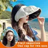 Visors Empty Top Visor Hats UV Protection Dual Use Hair Hoop Sun Hat For Women Outdoor Beach Soft Foldable Wide Brim Bucket Cs SunhatL231219