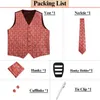 Men's Vests Hi-Tie 20 Color Silk Men's Vests Tie Business Formal Dress Slim Sleeveless Jacket 4PC Hanky Cufflink Blue Paisley Suit Waistcoat 231219