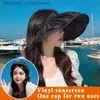 Visors Empty Top Visor Hats UV Protection Dual Use Hair Hoop Sun Hat For Women Outdoor Beach Soft Foldable Wide Brim Bucket Cs SunhatL231219