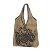 Shopping Bags Triple Moon With Triskelion Grocery Tote Bag Women Kawaii Pentagram Pagan Wiccan Shoulder Shopper Handbag