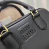 Miu Arcadie Black Leather Tote Bowling Bag Luxury Mens Top Handle Axel crossbody Designer Bag Wallet Womens Medium Handväskor Satchel Clutch Baguette Makeup Väskor