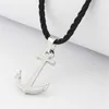 Runda Fashion IP Black Stal Stael Sailor Sailor Naszyjnik dla męskiej biżuterii z nylonową liną 201013267o