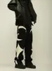Мужские джинсы Thug Club Pu Leaher с вышивкой в стиле пэчворк Мешки Y2K Уличная одежда Прямые джинсовые брюки большого размера Брюки-карго унисекс 231219