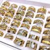 Band Rings MixMax 20 Sets of 2 IN 1 Hand Inlay Zircon Stone Golden Plated Stainless Steel for Men Women Wedding Party Jewelry 231218