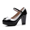 Kleid Schuhe Weibliche Pumps Japanische Süße Lolita Bogen Frauen High Heel Mary Janes COS Student Mädchen Schuhe Vintage Plus Größe 32 44