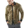 Mannen Casual Shirts 2024 Heren Sparkly Pailletten Party Dance Retro 70S Disco Nachtclub Shirt Tops Cosplay Kostuums