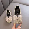 Flat shoes Girls Boat Shoes Bling Performance Shoes Kids Sequined Cloth Flats Children's Princess Peals Elastic Band Ballet Flats 247L 231219