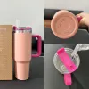 Camelia Pink Gradient H2.0 Gobelets en acier inoxydable de 40 oz avec poignée en silicone Couvercle et paille Tasses de voiture de voyage Continuez à boire des bouteilles d'eau froide DHL