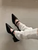 Kleid Schuhe 2023 Sommer Spitze Zehe Niedrige Ferse Frauen Flache Pumps Mode Schnalle Schuh Gothic Damen Schuhe Mary Jane