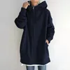 Sweats à capuche pour femmes Sweatshirts surdimensionnés femmes hiver fermeture éclair longue poche vestes manteau à capuche dames à capuche Streetwear Harajuku polaire vêtements d'extérieur 231218