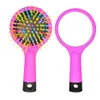 Cepillo Para Desenredar El Cabello Magic Rainbow Comb Con Espejo Cepillos Para El Cabello Peine Antiestático Negro Rosa Púrpura Cepillo Para Desenredar El Cabello Magic Rainbow Comb