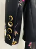 Pantalones de dos piezas para mujer, traje de moda de oficina con estampado Floral diseñado para Otoño e Invierno, chaqueta acampanada con una sola botonadura, 2 uds.