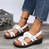Sandali da donna estate moda fiore multicolore punta tonda piattaforma HookLoop correzione donna