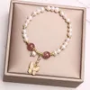 New Arrival Colored Natural Stone Bead Opal Freshwater Pearl Butterfly Bracelet for Women