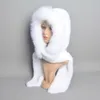 Scarves Winter Thick Women 100% Natural Fox Fur Hat Scarves Lady Warm Fluffy Real Rex Rabbit Fur Hat Scarf Luxury Knit Fur Caps Muffler 231218
