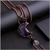 Anhänger Halsketten Yeevaa 1 Stück Stern Mond Amethyst Naturstein Halskette Schmuck Geschenk kommt mit Original Drop Delivery Anhängern Otvwx