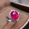 Elegant Ruby Ring for Wedding 8mmx10mm 3ct Natural Heated Ruby Engagement Ring 925 Silver with 3 Layers Gold Plating