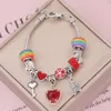 Nova chegada amor cristal charme colorido grande buraco grânulo pulseira para jóias femininas