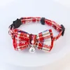 Dog Apparel 2023 Christmas Bowknot Cat Small Collar With Bell Plaid Snowflake Adjustable Breakaway Pet Puppy Kitten Buckle Necklace