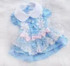 Vêtements pour chiens Princesse Chat Robe PlaidFlowers Design Pet Chiot Jupe Printemps / Été Vêtements Tenue