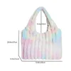 Evening Bags Women Tie Dye Tote Handbag Soft Fluffy Lightweight Furry Satchel Bag Large Capacity Versatile Slouchy Shopper