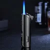 Новый металлический ветрозащитный синий пламене турбиновый горелка сигара более легкая открытая портативная бутана без газовой индивидуальности творческий подарок