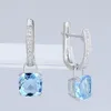 Santuzza boucles d'oreilles en argent pour femmes pur 925 boucles d'oreilles en argent Sterling longues bleu ciel zircon cubique Brincos bijoux de mode J247M