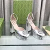 Yüksek Topuklu Slingback Elbise Ayakkabıları Kadınlar Birleştiren Mary Jane Platform Topuklular Pompalar Rhinestone Kristal Tokal Sandal Daireler Parti Gelinlik Ayakkabı