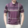 Men's Polos Smart Casual Men Striped Plaid Polo Shirts Summer Streetwear Fashion Male Clothes Short Sleeve Vintage Business Loose Tops