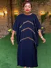 Casual Dresses 2024 Spring Loose For Women African Dashiki Beads Crystal Maxi Robe Dubai Muslim Abayas Wedding Party Ladies Clothing