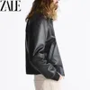 Herrjackor Zale 2023 Autumn Jacket Vintage Imitation Leather Bomber Coat Motorcykel PU Faux 231219