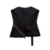 Women's Tanks Women Fashion Patch Pockets Front Zipper Tank Tops Sexy Strapless Straight Neck Female Camis Mujer