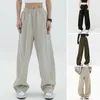 Damenhose, Damenhose, hohe elastische Taille, breites Bein, lockerer tiefer Schritt, gerade, dick, warm, weich, Taschen, Hip-Hop, Streetwear, Tanz, Sporthose