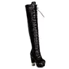 LasyArrow 553 Sequined Platform Bling Over The Kne Side Zipper Straight Boots Stage Shoes Ultra High Heel Sier 231219 a